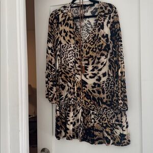 Banana Republic Leopard Print Long Sleeve Dress